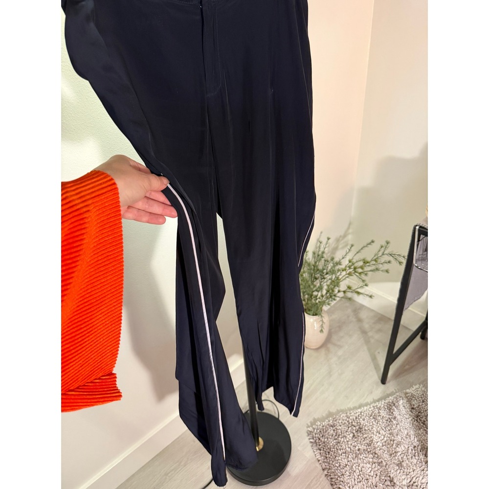 Lola & Sophie Track Pants black Side Stripe Trouser Size 6 Silky Relaxed Fit